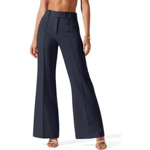 NIMIN Pants for Women Business Casual Flared Leg Work Dressy Trousers High Waisted Bootcut Office Slacks 2025 Fashion Outfits with Pockets Navy Blue Large