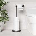 Cesun Toilet Paper Holder Stand Free Standing, Black Toilet Paper Storage with Heavy Weighted Base, Bathroom Stainless Steel Toilet Paper Roll Holder, Non-Slip, Matte Black