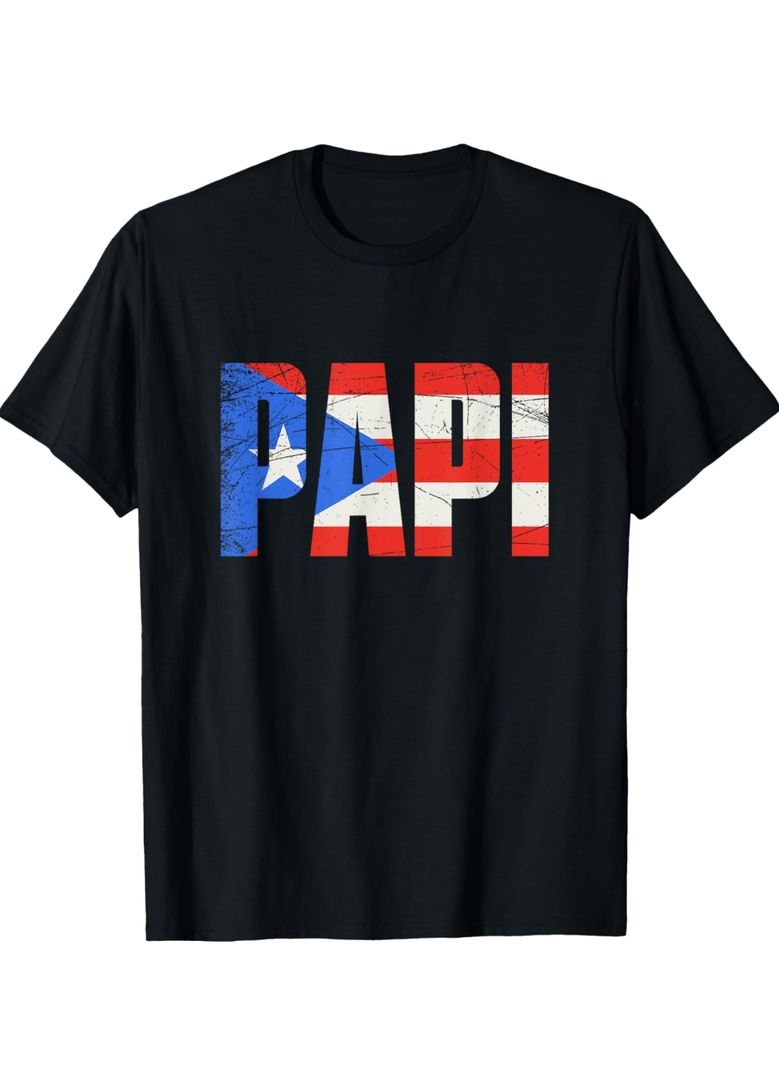 Mens Puerto Rico Papi, Puerto Rican Flag T-Shirt, M