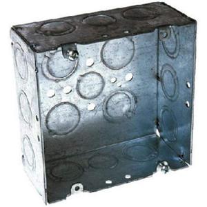 Hubbell-Raco 8257 2-1/8-Inch Deep, 1/2-Inch and 3/4-Inch Side Knockouts Welded 4-11/16-Inch Square Box, Steel