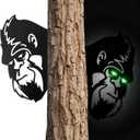 13.4x8.7 In Sasquatch Peek Metal Sign With Glow In The Dark Eyes Animal Bigfoot Plaques Cutout Decor Tree Fence Yard Garden Patio House Outdoor Wall Art
