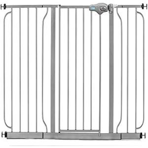 Regalo Easy Step 49-Inch Extra Wide Baby Gate, Includes 4-Inch and 12-Inch Extension Kit, 4 Pack of Pressure Mount Kit and 4 Pack of Wall Mount Kit, Platinum - Total Pack of 1