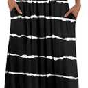 HAOMEILI Women's Short Sleeve Loose Maxi Dresses Casual Long Dresses with Pockets S - Striped Black