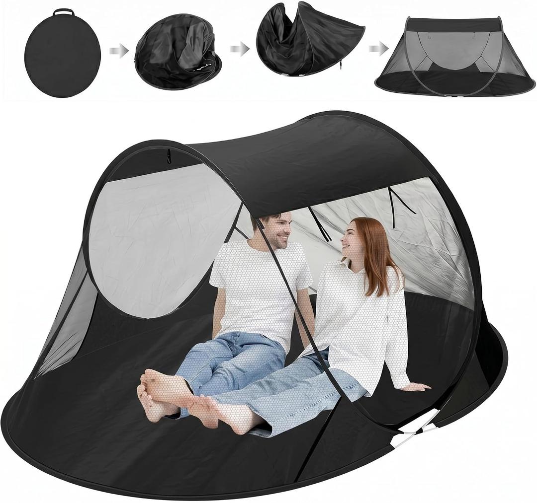 Pop up Mosquito Tent for Camping, 86.6 x 59 x 45.3 Inch Bug Net Tent with Instant Automatic Setup, Lightweight Portable Screen Net Fits Most Camping Cot for Outdoor Hiking Travel(Black)