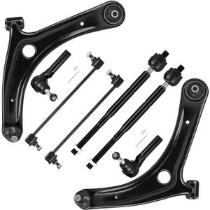 Front Lower Control Arms w/Ball Joint Sway Bar Tie Rods Replacement Suspension Kit for 2009-2012 Dodge Caliber, 2007-2017 Jeep Compass, 2007-2017 Jeep Patriot (8pc)