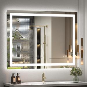 40x30 Inch LED Bathroom Mirror for Wall, Lighted Bathroom Vanity Mirror with Lights, Dimmable, Anti-Fog, Shatter-Proof, ETL Listed (Front Lights + Backlit)