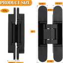 HBL' 2 Pack Hidden Door Hinges, 6 Inch Black Heavy Duty Hidden Hinges for Secret Doors, 3-Way Adjustable to Bulid Conceal Bookcase Door
