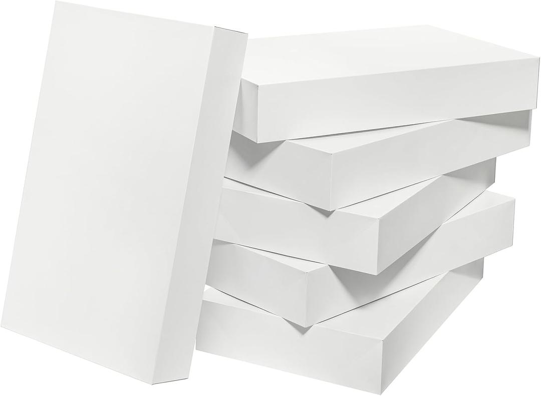 Mefleet 24x14x4 Inches Extra Large Gift Boxes with Lids 6 Pack Deep Coat Clothes Robe Blanket Sweater Box for Christmas Presents, Holidays, Birthday Gift Wrapping White