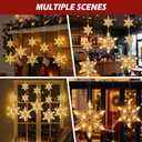 5.3FT Christmas Snowflake Lights w/ 60 LED, 8 Modes Strings Connectable Battery Powered Xmas Icicle Lights w/ 3 Big Snowflake Drops for Indoor Outdoor Xmas Decor, Party, Wedding, Warm White