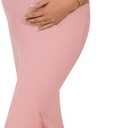 Peauty Maternity Square Neck Bodycon Dress Ribbed Maxi Maternity Dress Photoshoot Short Sleeve Baby Shower Dress (Medium, Pink)