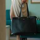 LOVEVOOK Laptop Tote Bag for Women 15.6 Inch Waterproof Leather Computer Bags Business Office Work Briefcase Black