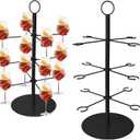 Champagne Tower Champagne Stand, Cocktail Tree Stand for Drinks Tower, 3 Tier 12 Brackets Metal Wine Glass Display Holder, Party Bar Wedding Champagne Tree Stand for Martini Margarita Gin Wine (Black)