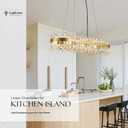 39" Modern Gold Rectangle Crystal Chandelier Light Fixtures for Kitchen Island Luxury Linear Crystal Chandeliers for Dining Room 16-Light Long Hanging Pendant Lighting for Entryway Foyer Bar, 39.4" * 11.8" * 8.6"