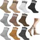 10 Pairs Womens Striped Crew Socks Cute Casual Long Athletic Running Tube Calf Cotton Socks for Women Gifts (US, Numeric, 5, 11, Regular, Regular, 10 Pairs Mixcolor)
