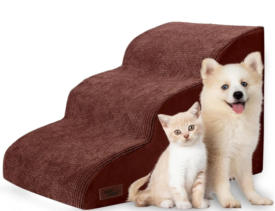 Dog Ramp for Couch Or Bed, 3-Step Dog Stairs & Steps for Small Dogs and Old Cats, Soft and Non-Slip Pet Steps, Suitable for Short-Legged Dogs, Injured Pets
