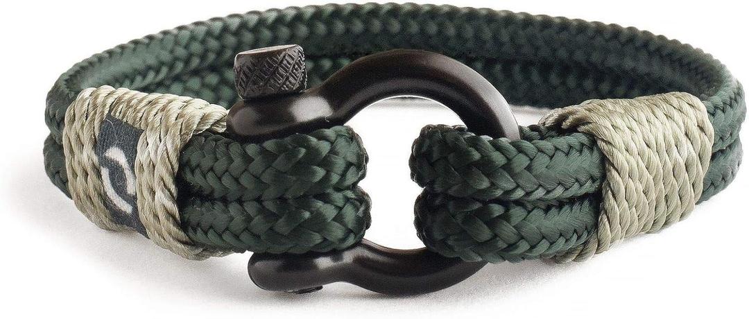 Mens Rope Bracelet - Stainless Steel Black Shackle, Extremely Durable and Scratch Resistant Waterproof Paracord, Handmade, Nautical Wristband for Men (Royal Green)