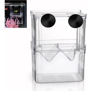 Boxtech Aquarium Fish Tank Hatchery Incubator Breeding Box, Acrylic White Breeder Isolation Divider Hatching Boxes Accessory Small Baby Fishes Shrimp Clownfish Guppy (M - 3.93*2.75*5.03 IN)