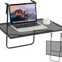 HAPPYGRILL Balcony Hanging Table for Railing, Outdoor Balcony Metal Railing Table with Adjustable Hooks, Folding Deck Table Bar Table for Railings Patio Porch