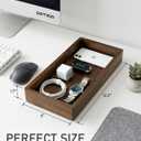 Demigo Acacia Wood Valet Tray & Catchall - Dark Color 12.2" x 6" Organizer for Nightstand, Entryway, Dresser - Holds Keys, Wallet, Phone, Jewelry (Dark Brown)