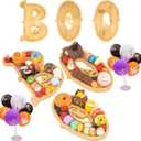 3PCS Wooden Halloween Charcuterie Board Set - BOO Letters (with 14 Balloons) - Halloween Party Table Decoration & Food Tray Platter