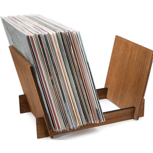 M MUSIC PUBLIC KINGDOM MPK Vinyl Record Stand Holder DIY Wood Vinyl Record Storage Hold up to 70 LP Records Desktop Mount Easy Assembly Album Records Display Organizer Record Player Accessories Gift