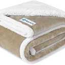 PetAmi Waterproof Dog Blanket for Medium Large Dog Puppy Cat Throw for Couch Cover Leakproof Protection, Sherpa Fleece, Reversible Soft Washable 60x40 Taupe