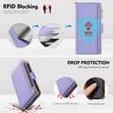 Antsturdy Compatible with iPhone 11 Pro Max Wallet Case,RFID Blocking PU Leather Phone Case Women Men flip Shockproof Cover Wrist Strap Zipper Credit Card Holder Slots,for Apple 11 ProMax,Light Purple