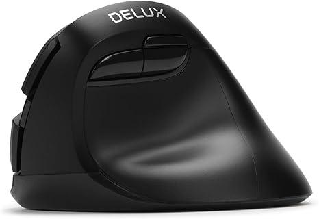 DeLUX Wireless Small Ergonomic Mouse, Silent BT Vertical Mouse, 6 Buttons and 4000 DPI, Reduce Wrist Pain and Hand Pressure, for PC Computer Laptop (M618Mini DB-Black) (Black-2.4G+BT 3.0/5.0)