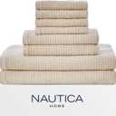 Nautica - Bath Towels, 100% Soft & Absorbent Cotton with Waffle Texture, Highly Absorbent & Quick Dry, Medium Weight Bathroom Towels (Oasis Beige, 8 Piece)
