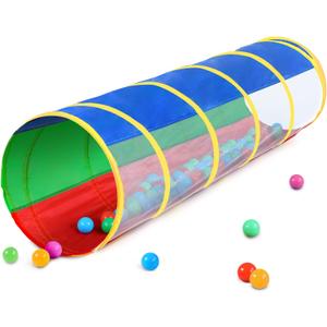 Kids Crawl Through Play Tunnel, Pop Up Baby Play Tunnel for Toddlers, Game Toy Play Tent for Girl or Dog Cat Pet Tunnel, Red, Green, Blue 
