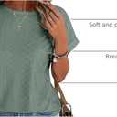 YeonYoonA Women's Eyelet Embroidery Short Sleeve T-Shirt Summer Fashion Clothes Loose Fit Casual Holiday Blouse T Shirt (Green, S)