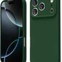 oakxco for iPhone 17 Pro Phone Case Liquid Silicone, Cute Thin Slim Grip Soft Rubber Gel for Women Men, Smooth Matte TPU Plain Solid Color Girly Simple Case with Camera Cover Protection, Dark Green