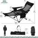 Portable Reclining Camping/Lounge Chair for Outdoor (2, Black) | Soft Cushion, 4-Position Backrest, Removable Footrest, Cup Holder & Versatile Carry Bag