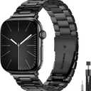 Metal Band Compatible with Apple Watch Bands for Men 49mm 46mm 45mm 44mm 42mm 41mm 40mm 38mm, Stainless Steel iWatch Bands for Apple Watch Ultra 3 2 1/Series 11 10 9 8 7 6 5 4 SE