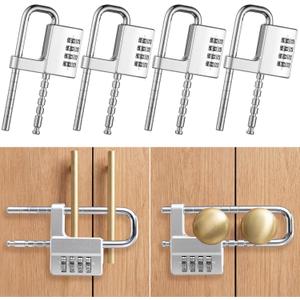 Gisafai 4 Pcs 4 Digit Combination Cabinet Lock U Shaped Code Gym 2.51 x 4.6 Inch Adjustable Padlock Metal Long Shackle Lock for Under 0.6" Width Outdoor College Fences Sports Lockers Gym