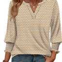 WIHOLL 3/4 Length Sleeve Womens Tops Summer Shirts Spring Vacation Outfits Dressy Casual Trendy Fall S-3XL (S)