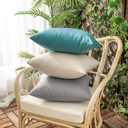Set of 2 Outdoor Waterproof Throw Pillow Covers Spring Decorative Farmhouse Linen Pillowcases Solid Cushion Cases for Patio Tent Balcony Couch Sofa Living Room Beige 20x20 Inch
