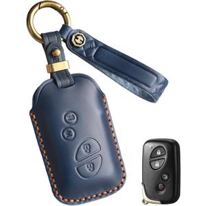 Key Fob Cover for Lexus Leather Key Case Keychain for Lexus RX350 GX460 CT200H IS350 IS250 LS460 GS350 Car Key Holder (Blue)