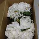 Wedding Bridesmaid Bouquets Set of 2, Artificial Silk Flowers Arrangement for Ceremony Marriage Proposal Party Anniversary Decorations - White