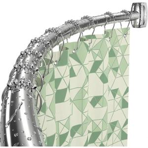 Curved Shower Curtain Rod Adjustable 33-78 Inches Silver All Stainless Steel Curved Shower Rod Shower Curtain Rod for Extra Shower Space for Bathroom, Bathtub, Stall, No Rust, Need to Drill