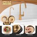 Mudder 3 Pcs Kitchen Sink Drain Strainer and Stopper Stainless Steel Garbage Disposal Plug with Handle Universal Anti-Clogging Kitchen Sink Filter Sieve Basket Strainer (Champagne Bronze)