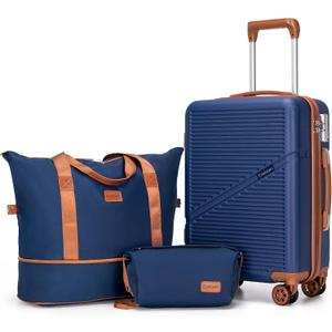 Cosbarn Carry On Luggage Set 22x14x9 Airline Approved, 3 Piece 20 Inch Lightweight ABS Hardside Suitcases with Wheels and TSA Lock, Durable Waterproof Travel Suitcase for Men Women