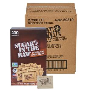 Sugar In The Raw Granulated Turbinado Cane Sugar On The Go Packets, No Erythritol, Pure Natural Sweetener, Hot & Cold Drinks, Coffee, Baking, Vegan, Gluten-Free, Non-GMO, 200 Count Packets (2-Pack), BB Date 06/19/2028