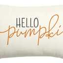 3 x RABUSOFA Fall Pillow Covers 12x20 Inch,Autumn Hello Pumpkin Pillows Decorative Throw Pillows,Lumbar Outdoor Thanksgiving Cushion Cover Farmhosue Fall Decor for Bedroom Couch Sofa White