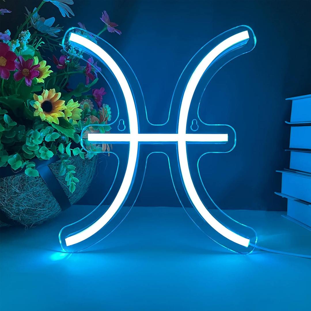The Zodiac Horoscope Neon Sign, Pisces LED Neon Signs for Wall Decor, Astrology Zodiac Horoscope Neon Lights Beautiful Spiritual, Birthday Party, Home Kids Room Decor Pisces