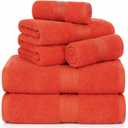 Ample Decor 100% Cotton Luxury 6 Piece Towels Set, 2 Bath Towels, 2 Hand Towels, 2 Wash Cloths for Bathroom - Orange Towel Sets