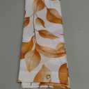Orange Leaves Shower Curtain Gold Watercolor Botanical Modern Shower Curtain Set for Bathroom Vintage Fall Autumn Plant Decor Fabric with Hooks, 7272 in (Yellow)