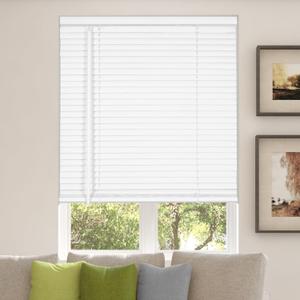 CALYX INTERIORS Room Darkening Vinyl Mini Blinds, Cordless, 1" Slat, 34" W x 60" H, White. Inside Mount in Windows 34.25 and Greater; Indoor Window Shades
