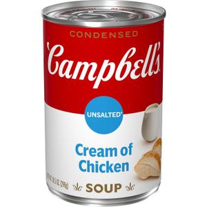 Campbell's Condensed Unsalted Cream of Chicken Soup, 10.5 oz Can (12 Pack), Best By: MAR/24/2027