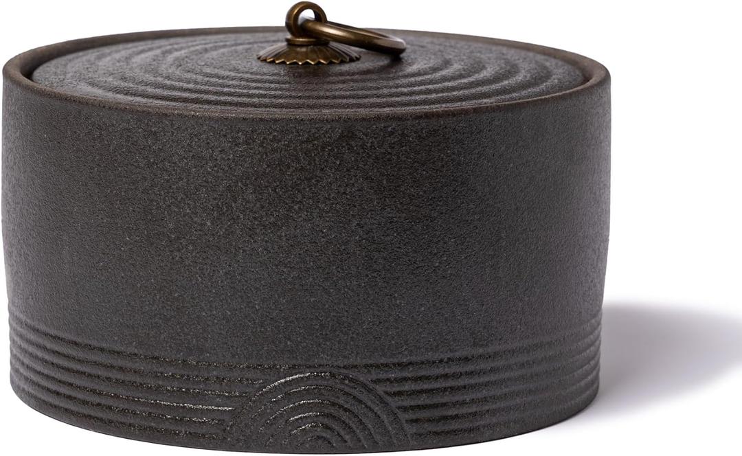 Ceramic Canister,16.9 Oz /500ml Food Storage Jar for Tea,Coffee Beans,Herb,Candy,Spices,Nuts (Stone Black)